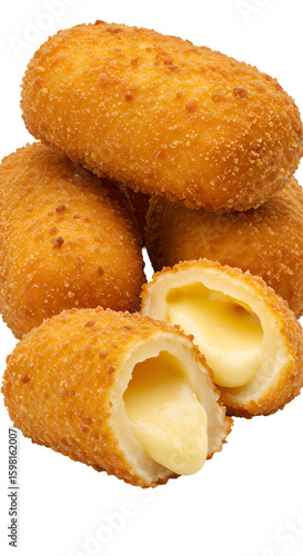 Isolated Photo of Deep Fried Cheese Sticks with Melted Cheese