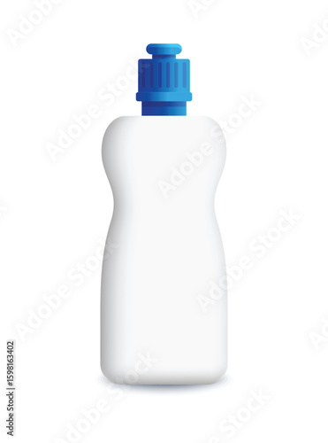 White bottle with blue cap, designed specifically for cleaning products mockup