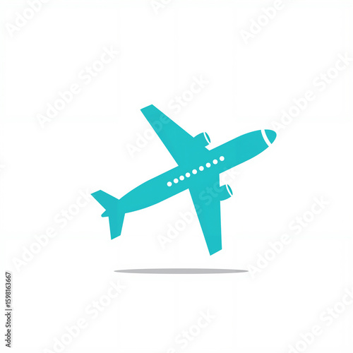 A stylized isolated airplane hovers in the air on a white background.