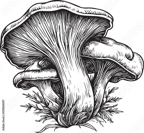 Vintage Oyster Mushroom Sketch