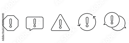 Essential alert and warning symbols for user interface notification communication design web app caution emergency icon vector illustration isolated set.