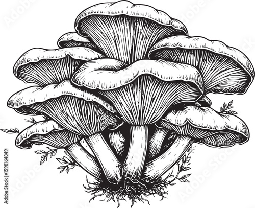 Wild Culinary Treasure: Hand-Drawn Chanterelle Colony
