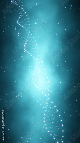 Dna double helix chain on artistic vertical background illustration.