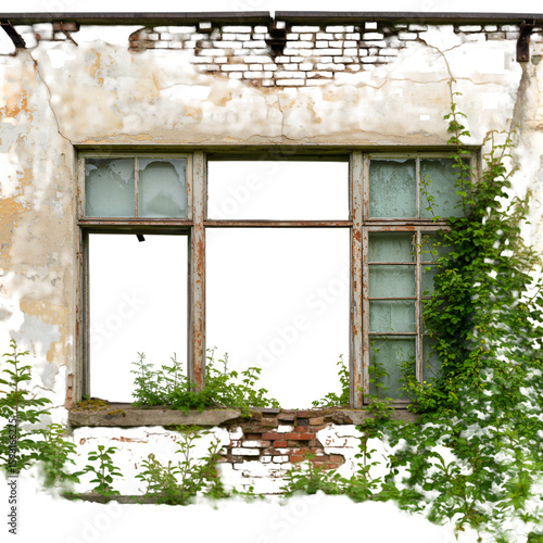 Isolated Old Building With Broken Window