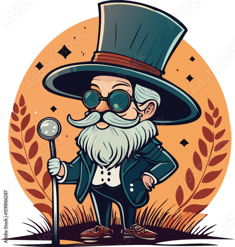 Vintage Cartoon Character with Top Hat