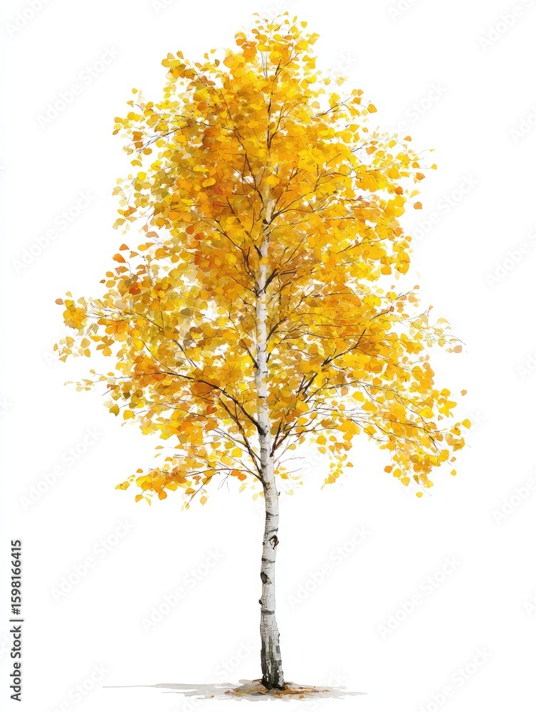 Obraz premium Isolated autumn birch tree