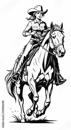 Cowgirl riding horse