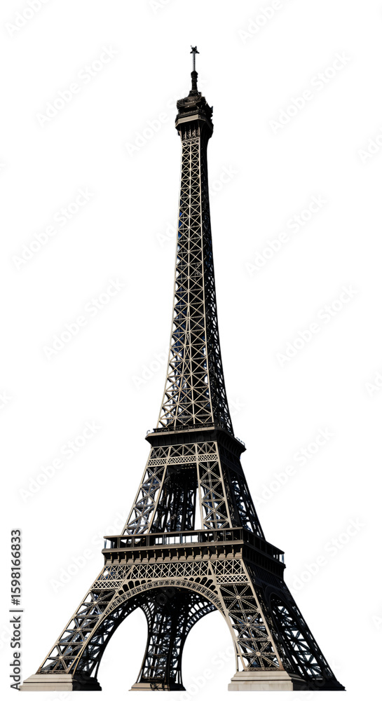 Obraz premium Isolated Eiffel Tower At Night On Black Background
