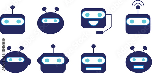  AI helpes vector illustrations, chatbots, robots, virtual helpers