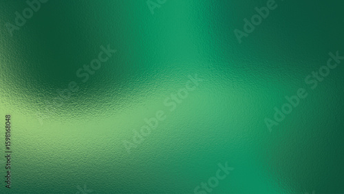 Shiny green foil texture with metallic gradient in dark and light hues and subtle glass reflection. Vector art background.