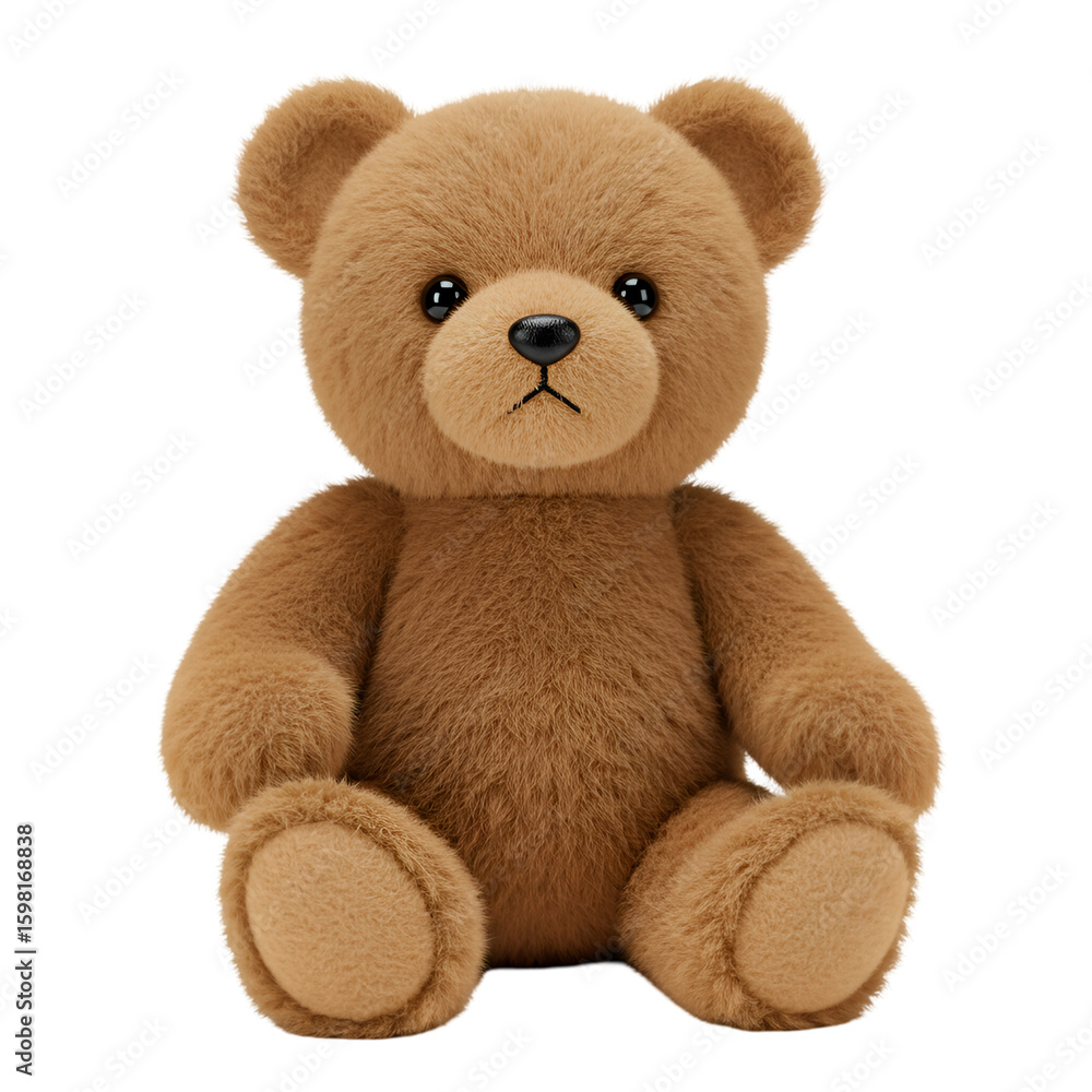 Fototapeta premium Isolated Illustration Brown Plush Teddy Bear on Transparent Background