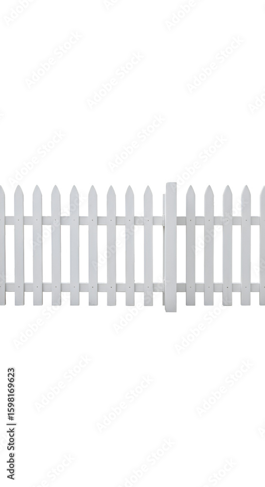 Isolated Illustration of a White Picket Fence Isolated Illustration of a White Picket Fence