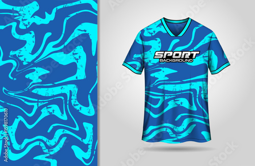Sport jersey design with blue grunge liquify background