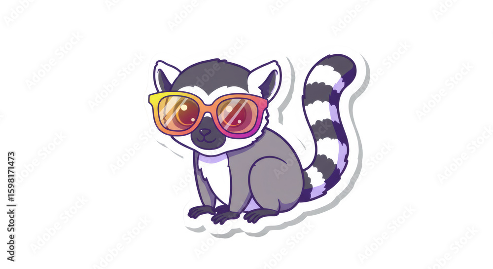 Fototapeta premium Playful Cartoon Lemur Wearing Colorful Sunglasses