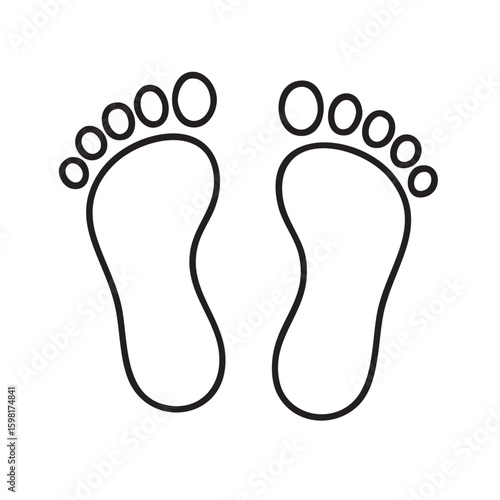 Simple Black and White Footprint Illustration with Rounded Toes on a Clean White Background minimalist