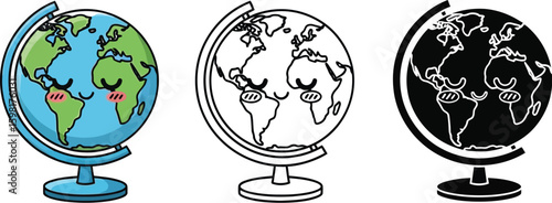 Globe world earth map geography travel continent countries education school study atlas cartoon kawaii design