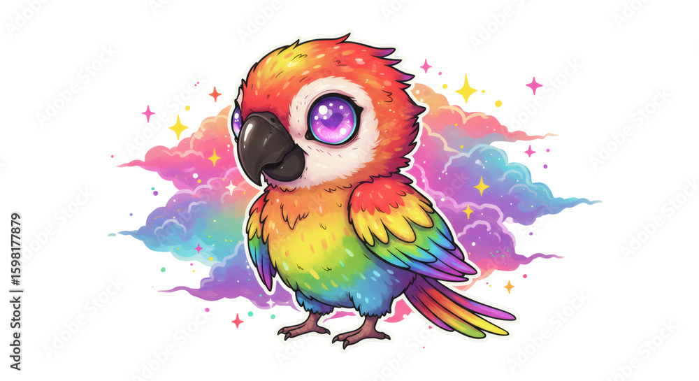Fototapeta premium Rainbow Pixel Art Parrot on a Colorful Background