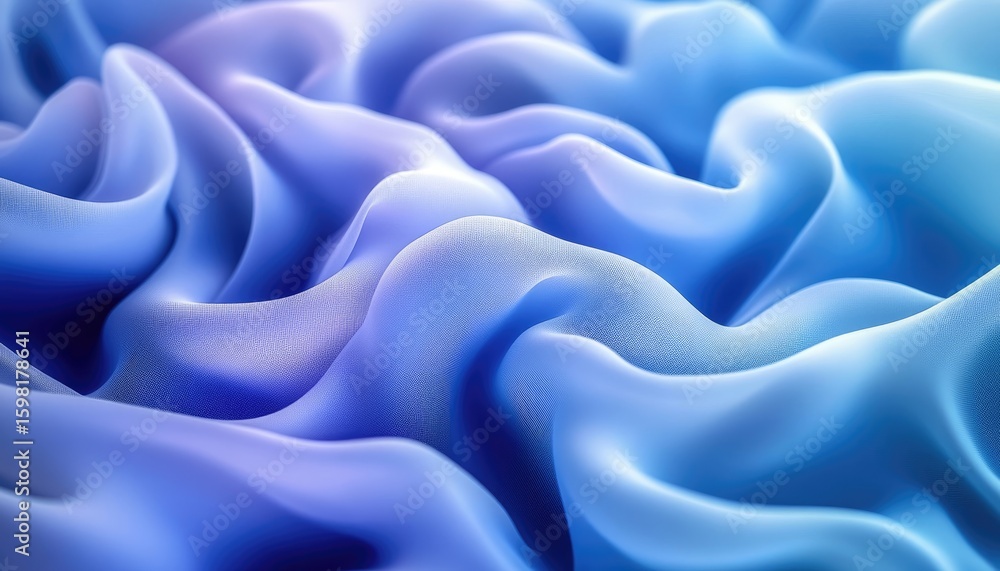 Obraz premium Abstract Blue Waves Silk Fabric Texture Background, Flowing Pattern, Elegant Design