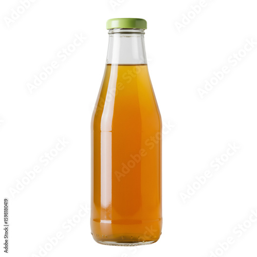 Isolated Photo Apple Juice Glass Bottle Green Cap