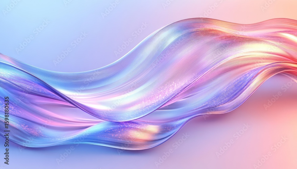 Naklejka premium Abstract Flowing Silk Fabric in Pastel Colors with a Metallic Finish