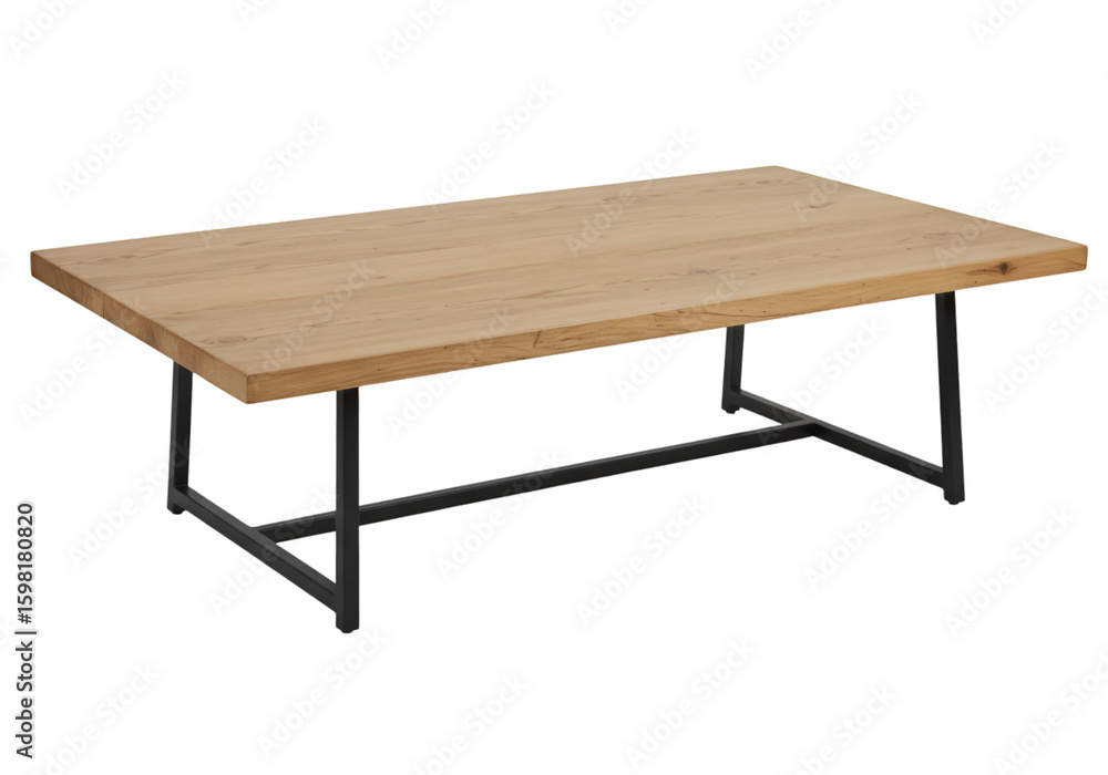 Isolated Modern Wooden Coffee Table with Black Metal Legs Isolated Modern Wooden Coffee Table with Black Metal Legs