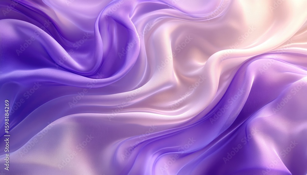 Obraz premium Abstract Silk Waves in Lavender and Cream Hues, Soft Flowing Textile Texture Design