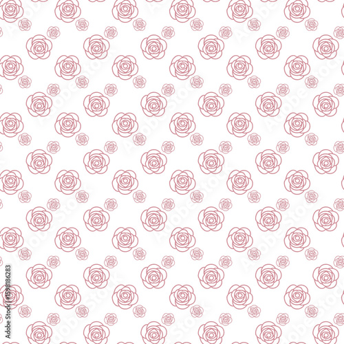 Seamless Pattern of Elegant Pink Roses on a White Background