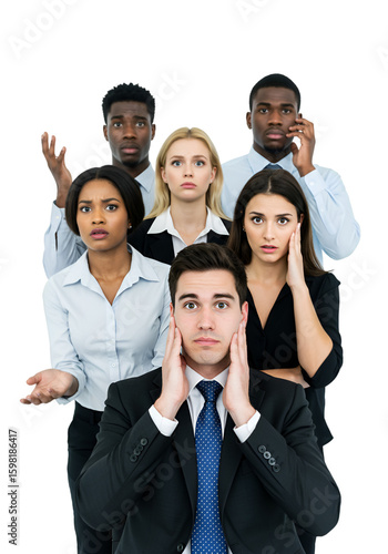 Isolated Photo Diverse Business Team Stress Transparent Background