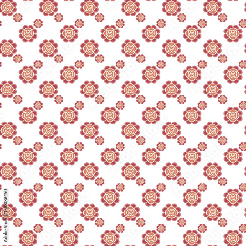 Seamless Pattern of Red Flowers on a White Background