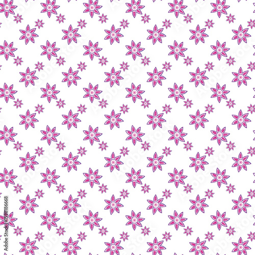 Seamless Pattern With Pink Floral Motifs on a White Background
