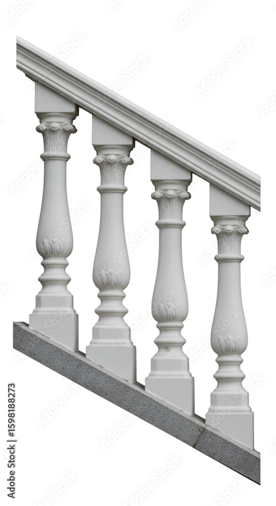 Fototapeta premium Isolated Photo White Concrete Balustrade Transparent Background