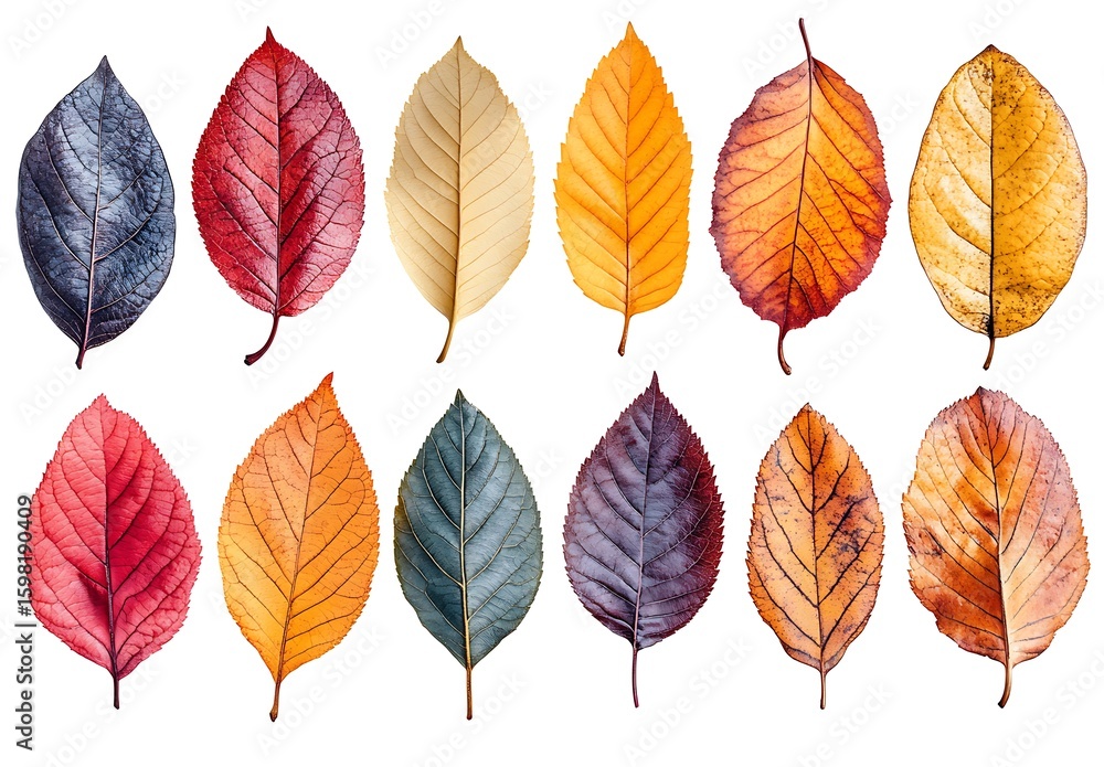Obraz premium Collection of Autumn Leaves in Various Colors and Textures fall leaves leaf collection