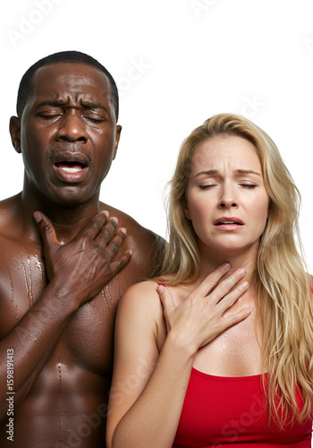 Isolated Photo of Sweaty Couple Suffering From Heat Exhaustion