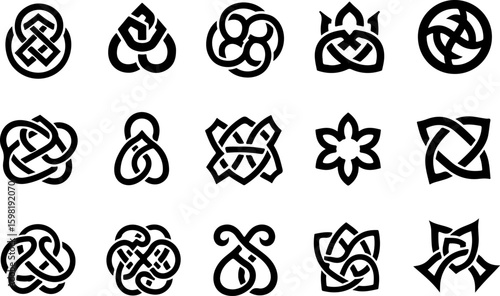 Tribal Phoenix and Celtic Knot Symbol Set" art vector bundle