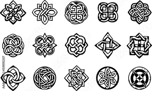 Tribal Phoenix and Celtic Knot Symbol Set" art vector bundle