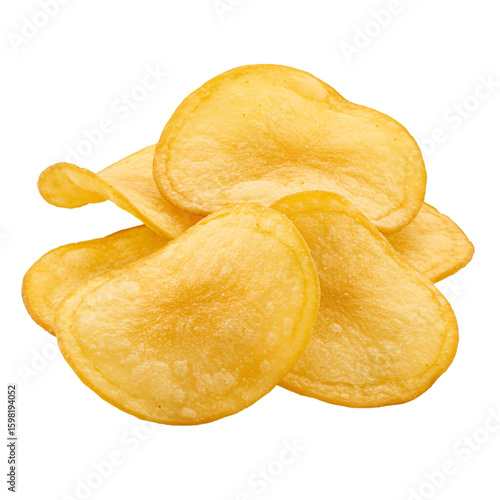 Isolated Potato Chips on Transparent Background