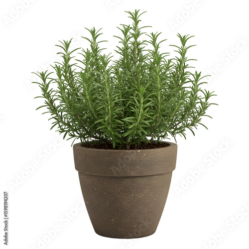 Isolated Potted Rosemary Plant 3D Illustration