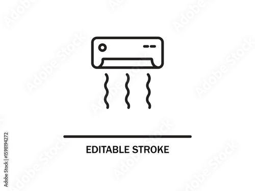 Air conditioner unit cooling with editable stroke for design and customization options. Air conditioner line icon.