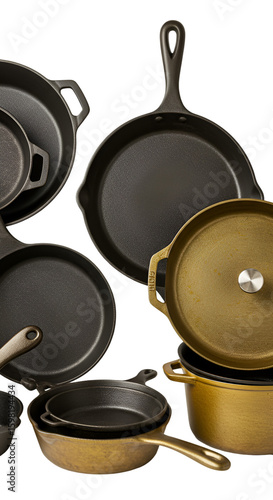 Isolated Product Photography of Cast Iron Cookware on Transparent Background