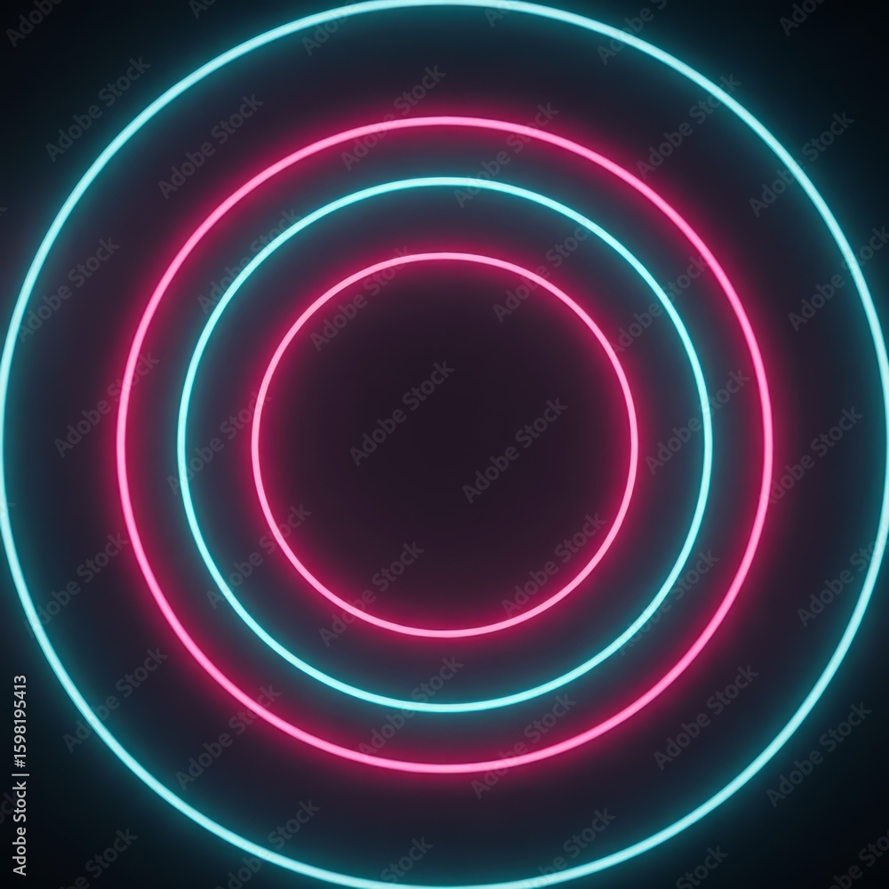 Obraz premium Glowing concentric circles neon pink