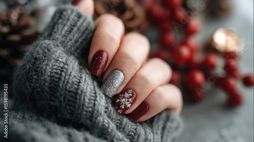 stunning nail design perfect for festive celebrations showcasing mix of artistic nail art techniques
