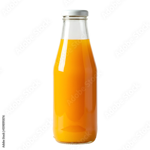 Isolated Photo Orange Juice in Glass Bottle