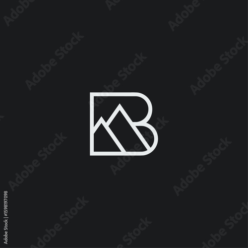 Letter B mountain logo icon flat vector design