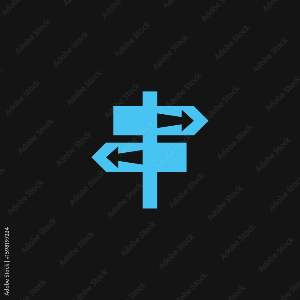 Obraz premium Road direction logo icon flat vector design