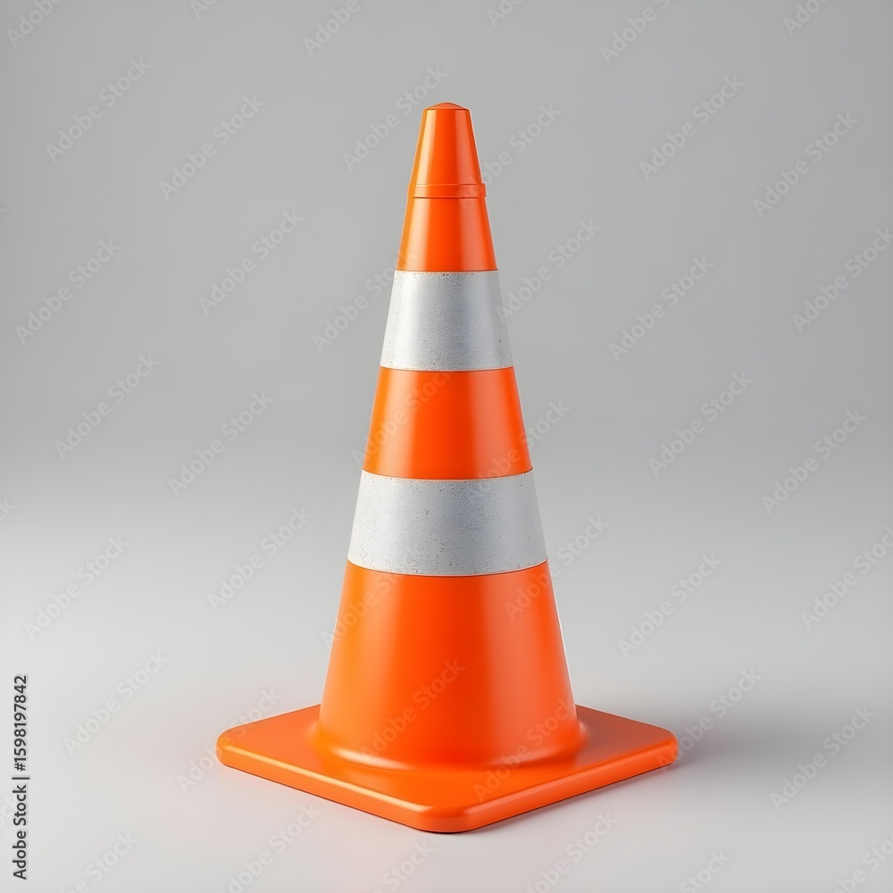 Bright Orange Traffic Cone with Reflective Strips Bright Orange Traffic Cone with Reflective Strips