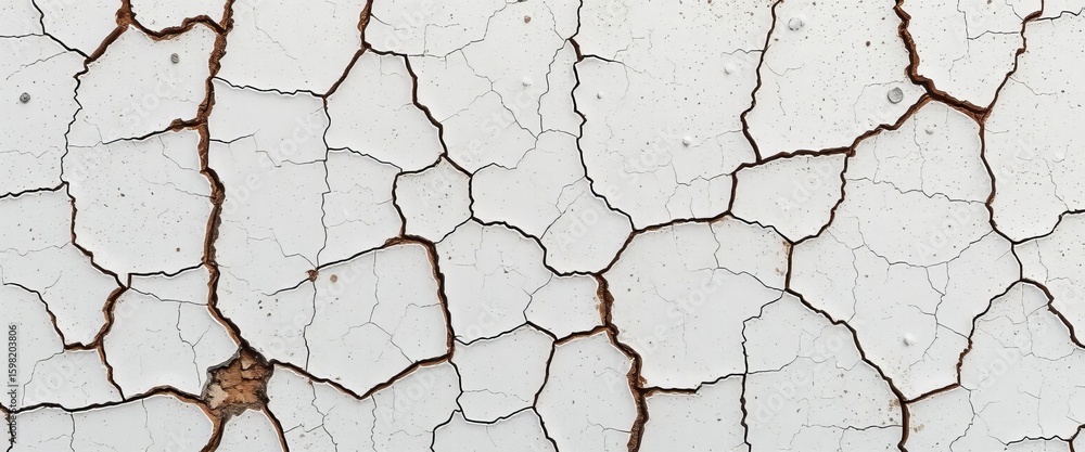 Fototapeta premium Cracked, aged white ceramic surface with visible texture and fissures, background texture, distressed