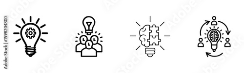 Idea Generation & Innovation: Brainstorming & Creativity Icons