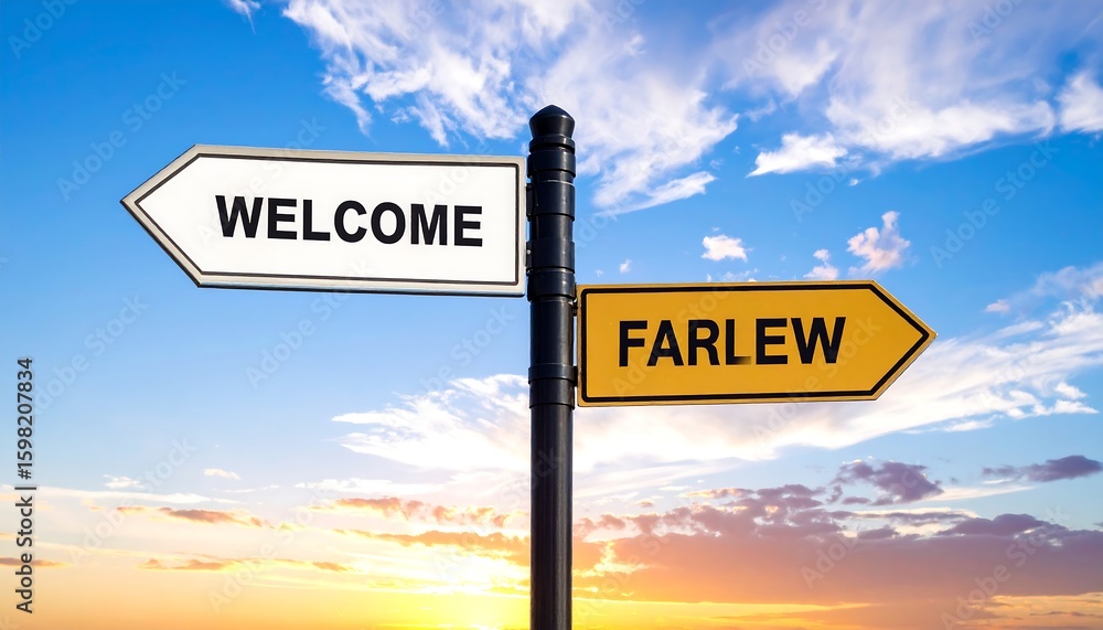 Obraz premium Directional signs at sunset