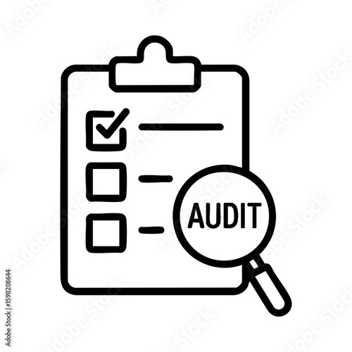 Audit checklist icon with magnifying glass