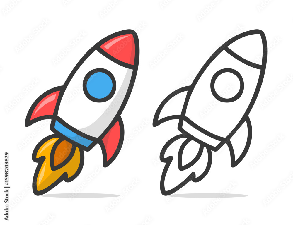 Fotografie Space rocket emoji vector symbol ship illustration
